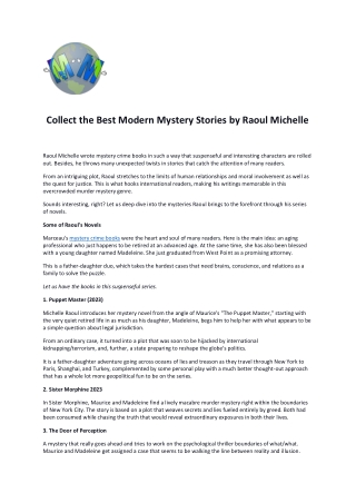 Collect the Best Modern Mystery Stories by Raoul Michelle