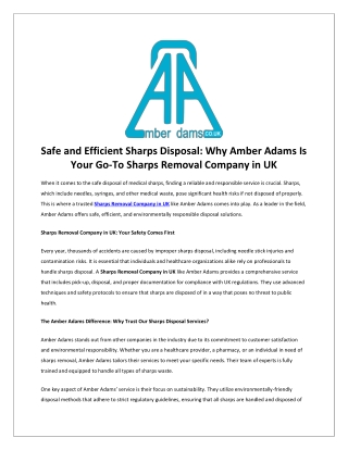 Safe and Efficient Sharps Disposal