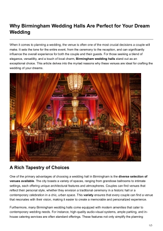 Why Birmingham Wedding Halls Are Perfect for Your Dream Wedding