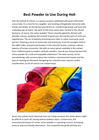 Best Powder to Use During Holi – A Guide to Safe & Vibrant Celebrations