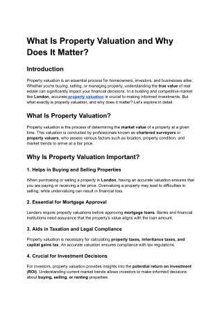 what is property valuation and why does it matter