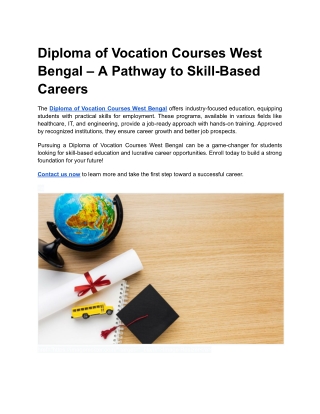 diploma of vocation courses west bengal a pathway