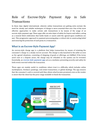 Role of Escrow-Style Payment App in Safe Transactions