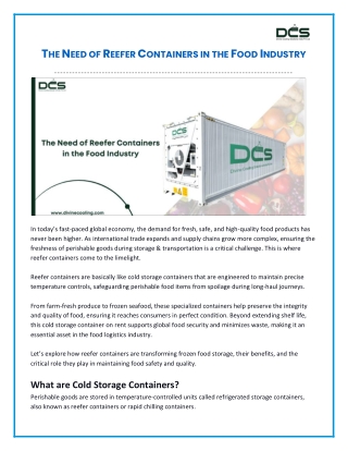 The Need of Reefer Containers in the Food Industry