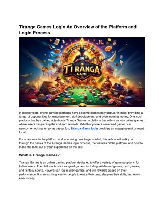 tiranga games login