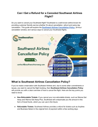 A Comprehensive Overview of Southwest Airlines Cancellation Rules