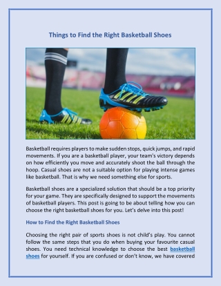 Things to Find the Right Basketball Shoes