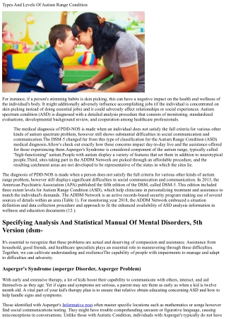 types and levels of autism range condition