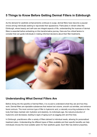 5 Things to Know Before Getting Dermal Fillers in Edinburgh