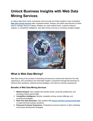 Unlock Business Insights with Web Data Mining Services