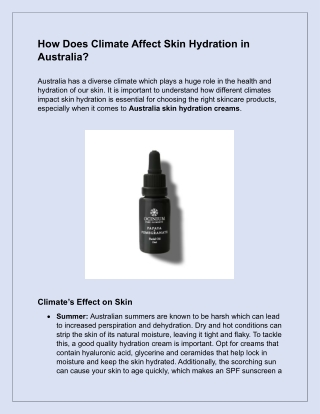 How Does Climate Affect Skin Hydration in Australia