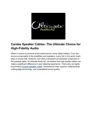 Cardas Speaker Cables_ The Ultimate Choice for High-Fidelity Audio