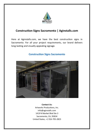 Construction Signs Sacramento | Aginstalls.com