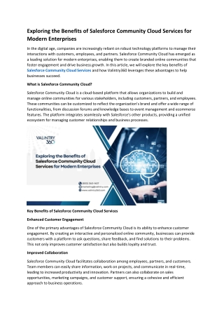 Exploring the Benefits of Salesforce Community Cloud Services for Modern Enterprises