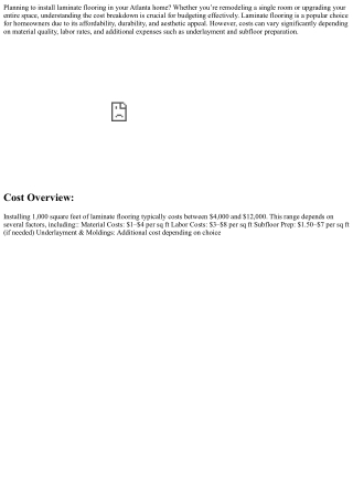 How Much Does It Cost to Install 1000 Square Feet of Laminate Flooring in Atlant