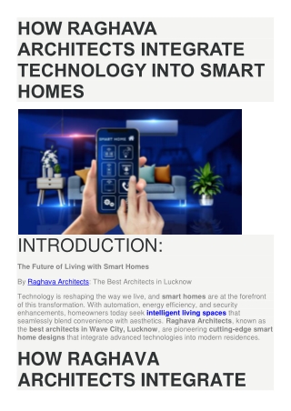 How Raghava Architects Integrate Technology into Smart Homes