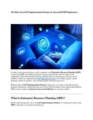 The Role of an SAP Partner in Successful ERP Deployment
