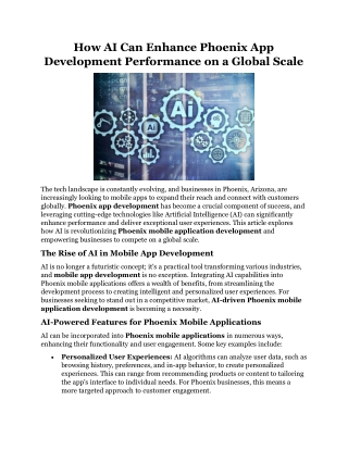 How AI Can Enhance Phoenix App Development Performance on a Global Scale