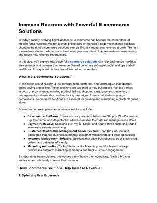 Increase Revenue with Powerful E-commerce Solutions