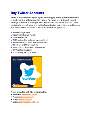 Buy Twitter Accounts in Bulk (PVA, Old)  PDF