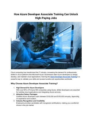 How Azure Developer Associate Training Can Unlock High-Paying Jobs