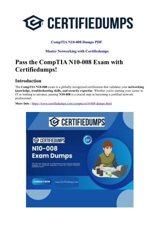 CompTIA N10-008 Dumps PDF | 100% Exam Success with Certifiedumps