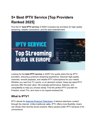 5  Best IPTV Service [Top Providers Ranked 2025]