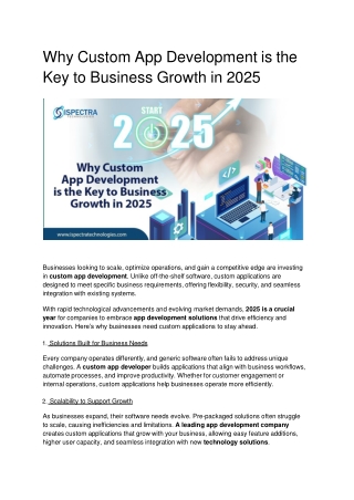 Why Custom App Development is the Key to Business Growth in 2025