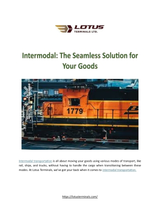 Intermodal-The Seamless Solution for Your Goods