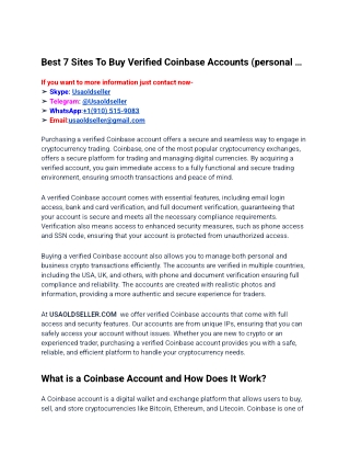 Best 7 Sites To Buy Verified Coinbase Accounts (personal …