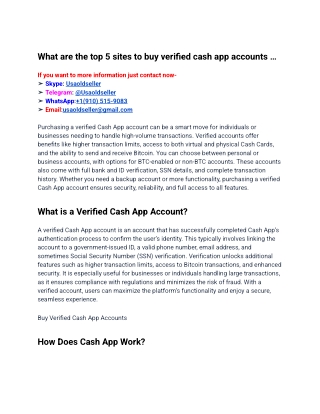 What are the top 5 sites to buy verified cash app accounts …