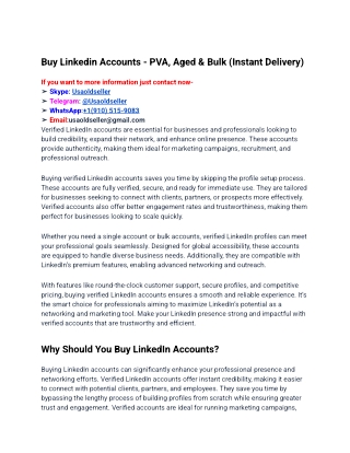 Buy Linkedin Accounts - PVA, Aged & Bulk (Instant Delivery)
