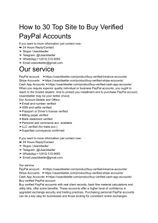 How to 30 Top Site to Buy Verified PayPal Accounts