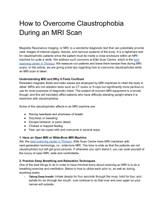 How to Overcome Claustrophobia During an MRI Scan