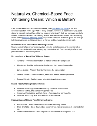 Natural vs. Chemical-Based Face  Whitening Cream_ Which is Better_