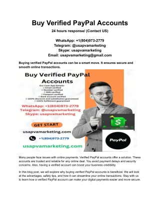 Top 0.010 Sites To Buy Verified Paypal Accounts PVA