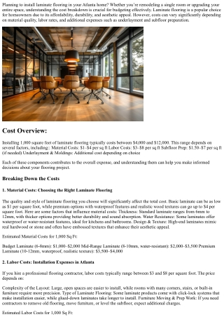 How Much Does It Cost to Install 1000 Square Feet of Laminate Flooring in Atlant