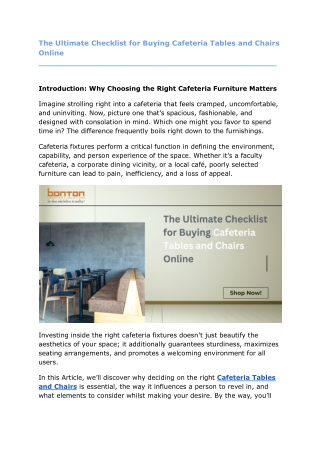The Ultimate Checklist for Buying Cafeteria Tables and Chairs Online
