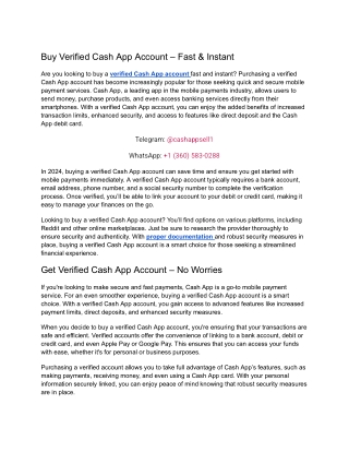 Buy Verified Cash App Account – Fast & Instant