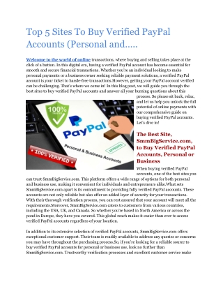 Top 5 Sites To Buy Verified PayPal Accounts (Personal and…