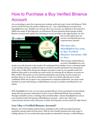 how to purchase a buy verified binance account