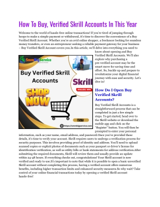 How To Buy, Verified Skrill Accounts In This Year