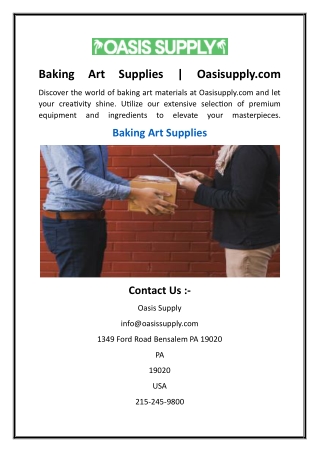 Baking Art Supplies  Oasisupply.com