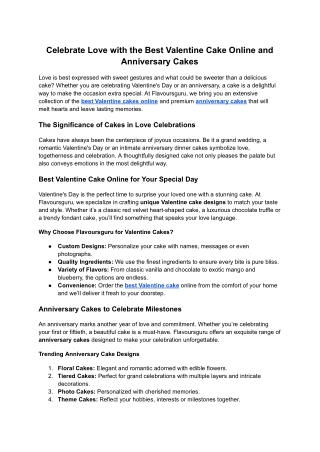 Celebrate Love with the Best Valentine Cake Online and Anniversary Cakes