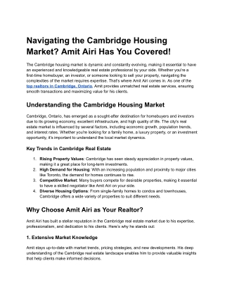 Navigating the Cambridge Housing Market