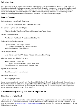 From Beaches to Boardwalks: A Comprehensive Myrtle Beach Travel Agency Experienc