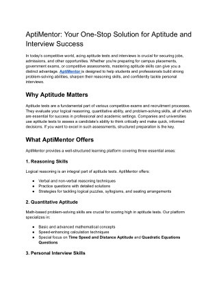 AptiMentor_ Your One-Stop Solution for Aptitude and Interview Success