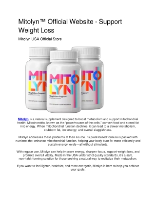 mitolyn official website support weight loss