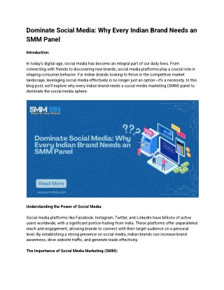 Dominate Social Media Why Every Indian Brand Needs an SMM Panel