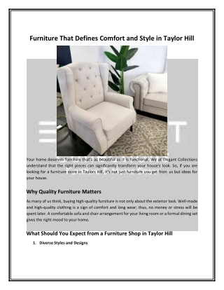 Furniture That Defines Comfort and Style in Taylor Hill
